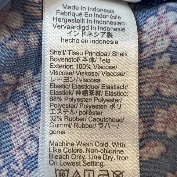 J. Crew Factory Viscose Blue Ditsy Floral Smocked Midi Dress. Size XL. - Picture 11 of 16